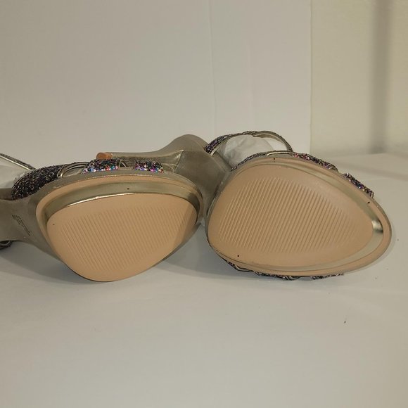 Falchi by Falchi Natalie Dress Heel Sandal Multicolored Light Gold 8 M - Picture 5 of 10